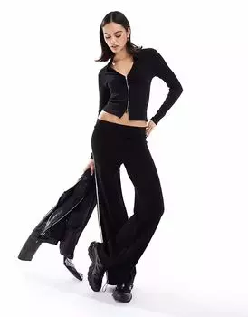 Поло Stradivarius на молнии черного цвета