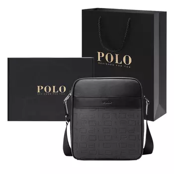POLO Сумка через плечо из ПВХ среднего размера, мужская, темно-серая и черная