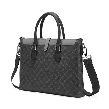 POLO Сумка для ноутбука 15 дюймов из искусственной кожи ПВХ, дамская сумочка, мужская сумка-портфель через плечо, большая мужская, черная