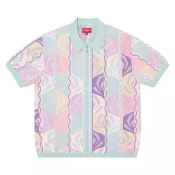 Поло Supreme Abstract Textured Zip Up Polo, синий