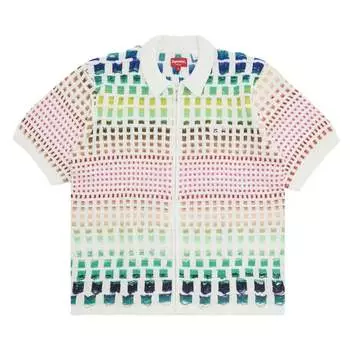 Поло Supreme Gradient Grid Zip Up 'Natural', белый