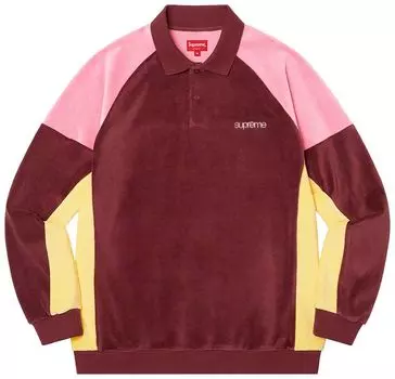 Поло Supreme Paneled Velour Long-Sleeve Polo 'Cardinal', красный