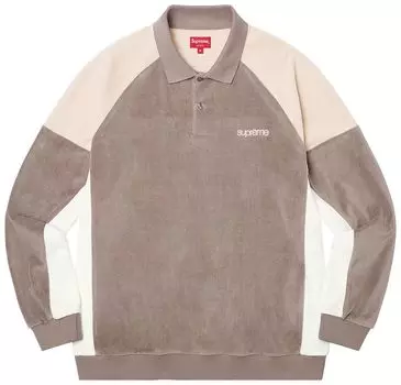 Поло Supreme Paneled Velour Long-Sleeve Polo 'Light Brown', коричневый