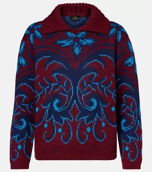 Поло-свитер из шерсти с жаккардовым узором пейсли Etro, Var. Multicolor F. Do Moro