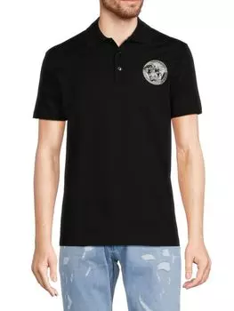Поло Taylor Fit с вышивкой логотипа Versace, черный