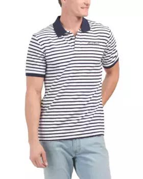 Поло Терри в полоску Karl Lagerfeld Paris, белый/темно-синий