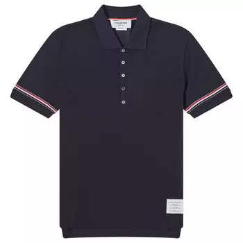 Поло Thom Browne Lightweight Textured Cotton Polo, темно-синий
