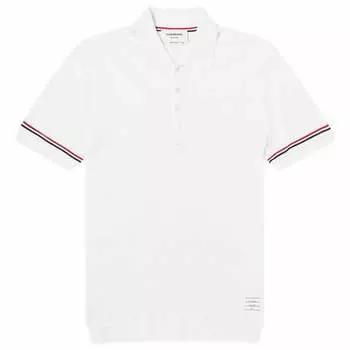 Поло Thom Browne Lightweight Textured Cotton Polo, белый