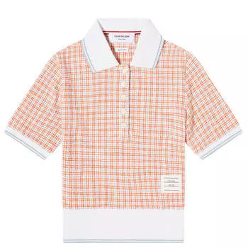 Поло Thom Browne Short Sleeve Tweed Polo Top, оранжевый