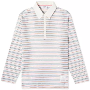 Поло Thom Browne Striped Rugby Fit, цвет Medium Blue