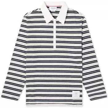 Поло Thom Browne Striped Rugby Fit, темно-синий