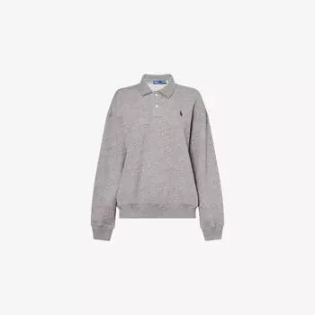 Поло-толстовка Polo Ralph Lauren с длинным рукавом и вышивкой, серый