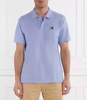 Поло Tommy Jeans Badge Regular Fit, небесно-голубой