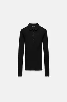 Поло топ ZARA, черный