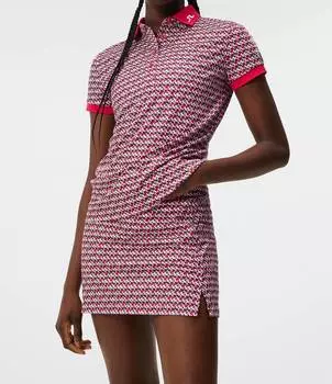 Поло Tour Tech Print In Jl Micro Bridge Rose Red J.LINDEBERG