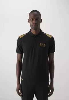 Поло Train Lines EA7 Emporio Armani, цвет black gold