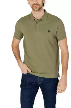 Поло U.S. Polo Assn. на пуговицах, темно-зеленый