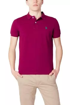 Поло U.S. Polo Assn. на пуговицах, бордовый