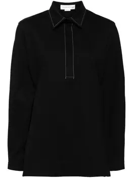 Поло Victoria Beckham с декоративной строчкой, черный