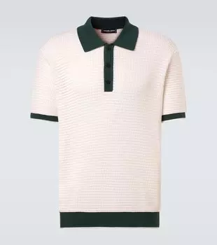 Поло Vidal из хлопка с ажурной вязкой Frescobol Carioca, Ivory & Evergreen