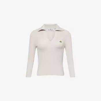 Поло Vivienne Westwood Марина из хлопка и кашемира в рубчик, белый