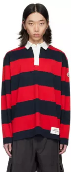 Поло в синюю и красную полоску Moncler
