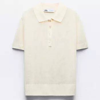 Поло Zara Plain Fine Knit, экрю