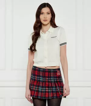 Поло женское Guess Jeans на пуговицах укороченное, экрю