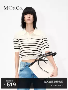 Поло женское Moco с короткими рукавами, белый / черный