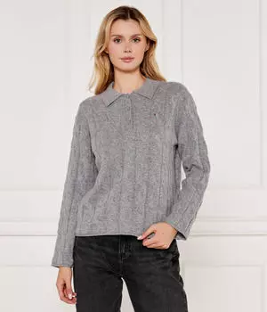 Поло женское Tommy Hilfiger шерстяное с длинным рукавом, серый
