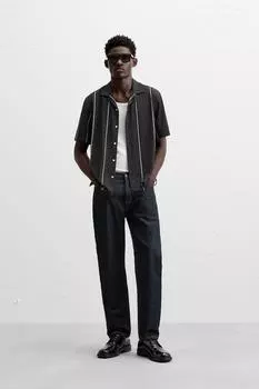 Полосатая эластичная рубашка ZARA, полосатый