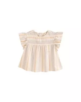 Полосатая блузка для девочки, застегнутая сзади Dadati, светло-бежевый