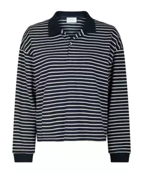 Полосатая блузка-поло синяя Neo Noir, синий