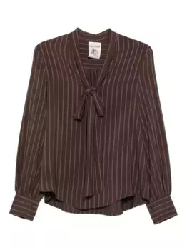 Полосатая блузка с бантом Semicouture, коричневый