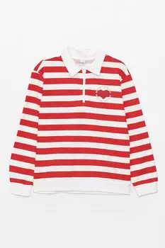 Полосатая блузка с короткой молнией Lc Waikiki, красный