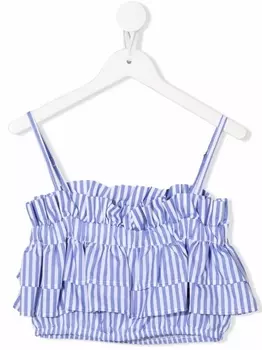 Полосатая блузка с оборками MSGM Kids, синий