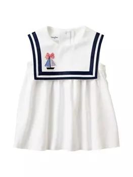 Полосатая блузка с вышивкой Familiar, белый