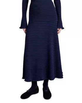 Полосатая длинная юбка в рубчик Proenza Schouler White Label, синий