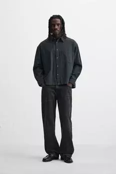 Полосатая джинсовая рубашка ZARA, синий