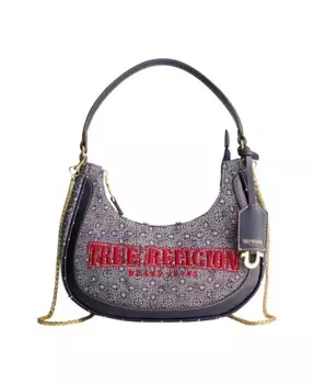 Полосатая джинсовая сумка-хобо маленькая True Religion, синий