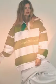 Полосатая флисовая футболка поло ZARA, полосатый