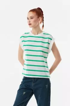 Полосатая футболка без рукавов с круглым вырезом Fullamoda