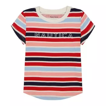 Полосатая футболка Billboard для девочек Nautica (7–16), цвет Tin Grey