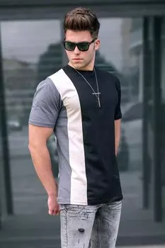 Полосатая футболка черная Madmext, черный