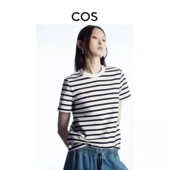 Полосатая футболка Cos женская, темно-синий/белый