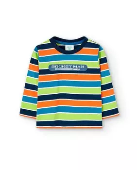 Полосатая футболка для мальчика с длинными рукавами Boboli, мультиколор