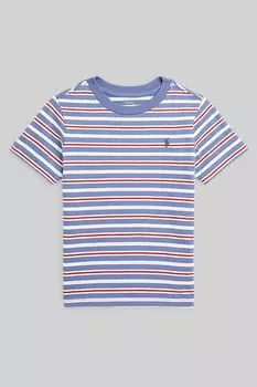 Полосатая футболка для мальчика с логотипом Polo Ralph Lauren, синий