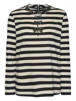 Полосатая футболка ELENA MIRO`, черный