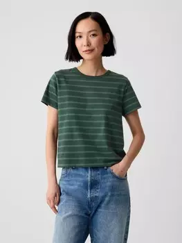 Полосатая футболка Gap, зеленый