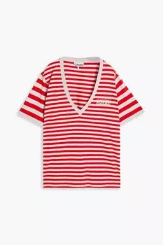 Полосатая футболка из джерси из органического хлопка с принтом GANNI, красный